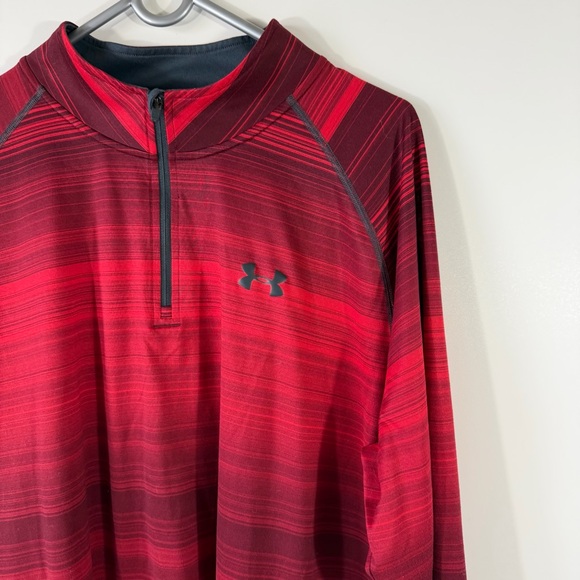 Under Armour Tech Heatgear 1/4 Zip Pullover Red Gray Size 2XL - Picture 4 of 10